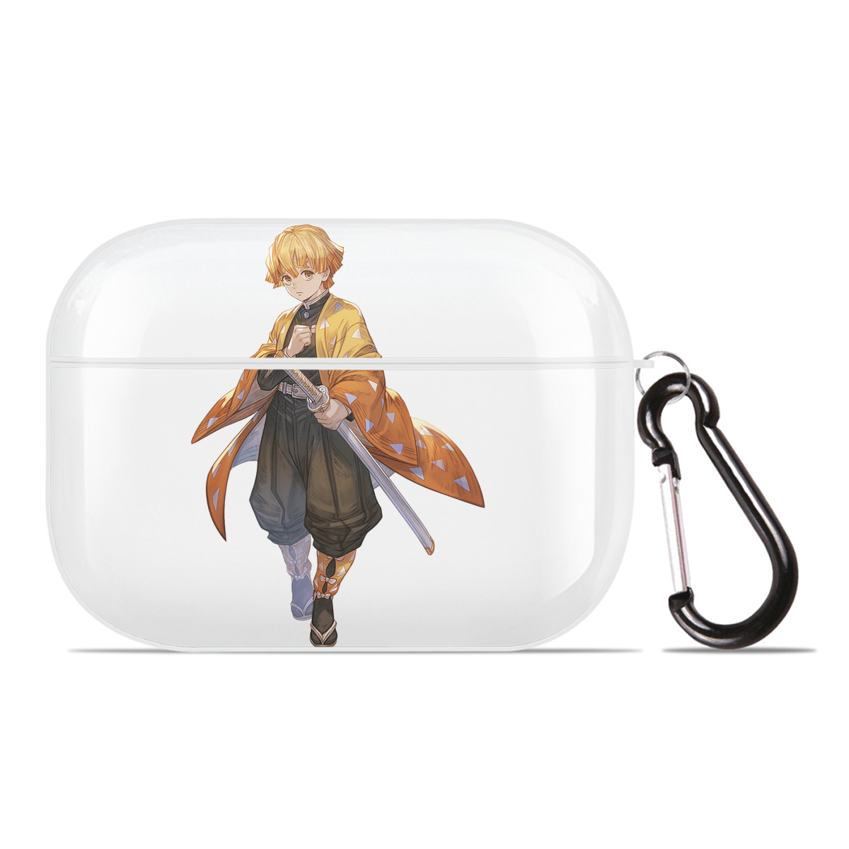 （画像用） 鬼滅の刃（きめつのやいば）我妻 善逸／あがつま ぜんいつ Agatsuma Zenitsu 【AirPods Pro用】ハードシェル保護ケース 耐衝撃・防指紋・カラビナ付き商品仕様
