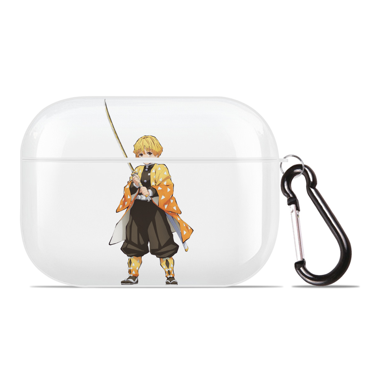 （画像用） 鬼滅の刃（きめつのやいば）我妻 善逸／あがつま ぜんいつ Agatsuma Zenitsu 【AirPods Pro用】ハードシェル保護ケース 耐衝撃・防指紋・カラビナ付き商品仕様