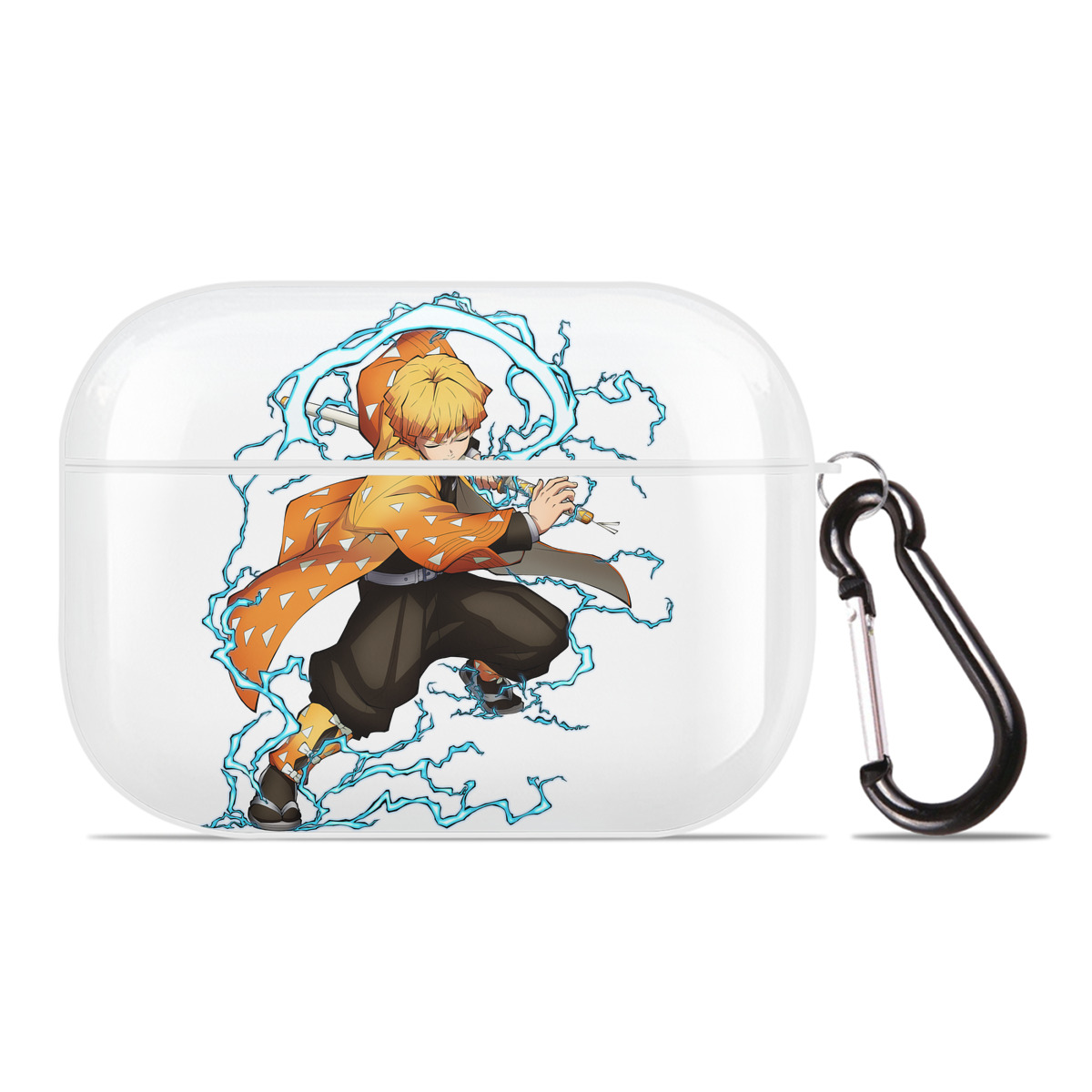 （画像用） 鬼滅の刃（きめつのやいば）我妻 善逸／あがつま ぜんいつ Agatsuma Zenitsu 【AirPods Pro用】ハードシェル保護ケース 耐衝撃・防指紋・カラビナ付き商品仕様