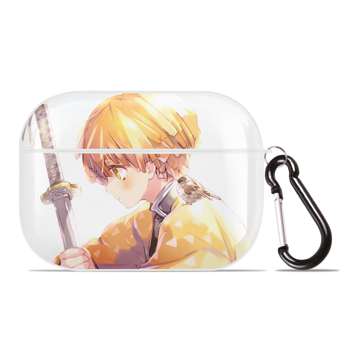 （画像用） 鬼滅の刃（きめつのやいば）我妻 善逸／あがつま ぜんいつ Agatsuma Zenitsu 【AirPods Pro用】ハードシェル保護ケース 耐衝撃・防指紋・カラビナ付き商品仕様