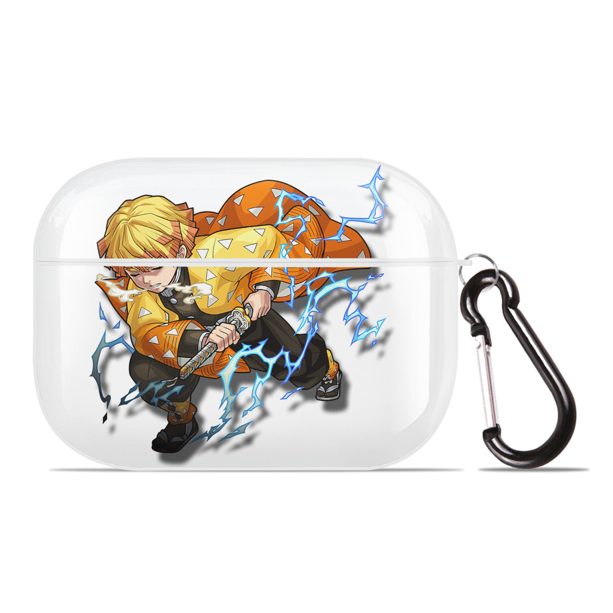 （画像用） 鬼滅の刃（きめつのやいば）我妻 善逸／あがつま ぜんいつ Agatsuma Zenitsu 【AirPods Pro用】ハードシェル保護ケース 耐衝撃・防指紋・カラビナ付き商品仕様