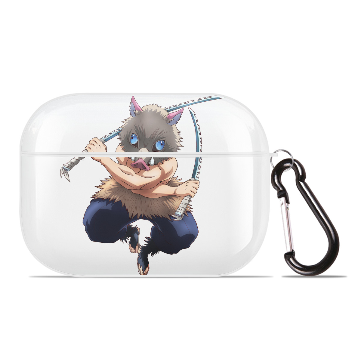 （画像用） 鬼滅の刃（きめつのやいば）嘴平 伊之助／はしびら いのすけ Hashibira Inosuke 【AirPods Pro用】ハードシェル保護ケース 耐衝撃・防指紋・カラビナ付き商品仕様