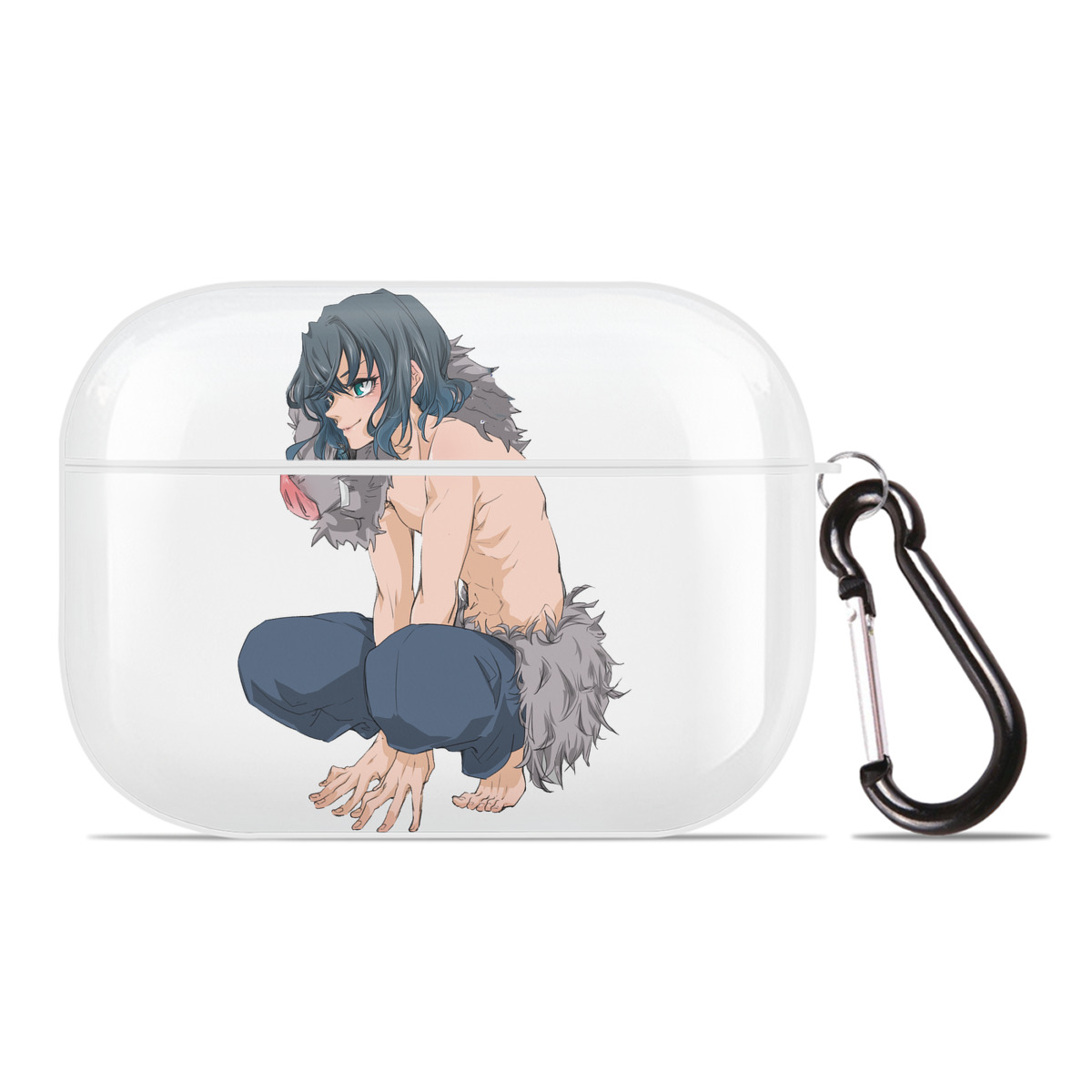 （画像用） 鬼滅の刃（きめつのやいば）嘴平 伊之助／はしびら いのすけ Hashibira Inosuke 【AirPods Pro用】ハードシェル保護ケース 耐衝撃・防指紋・カラビナ付き商品仕様