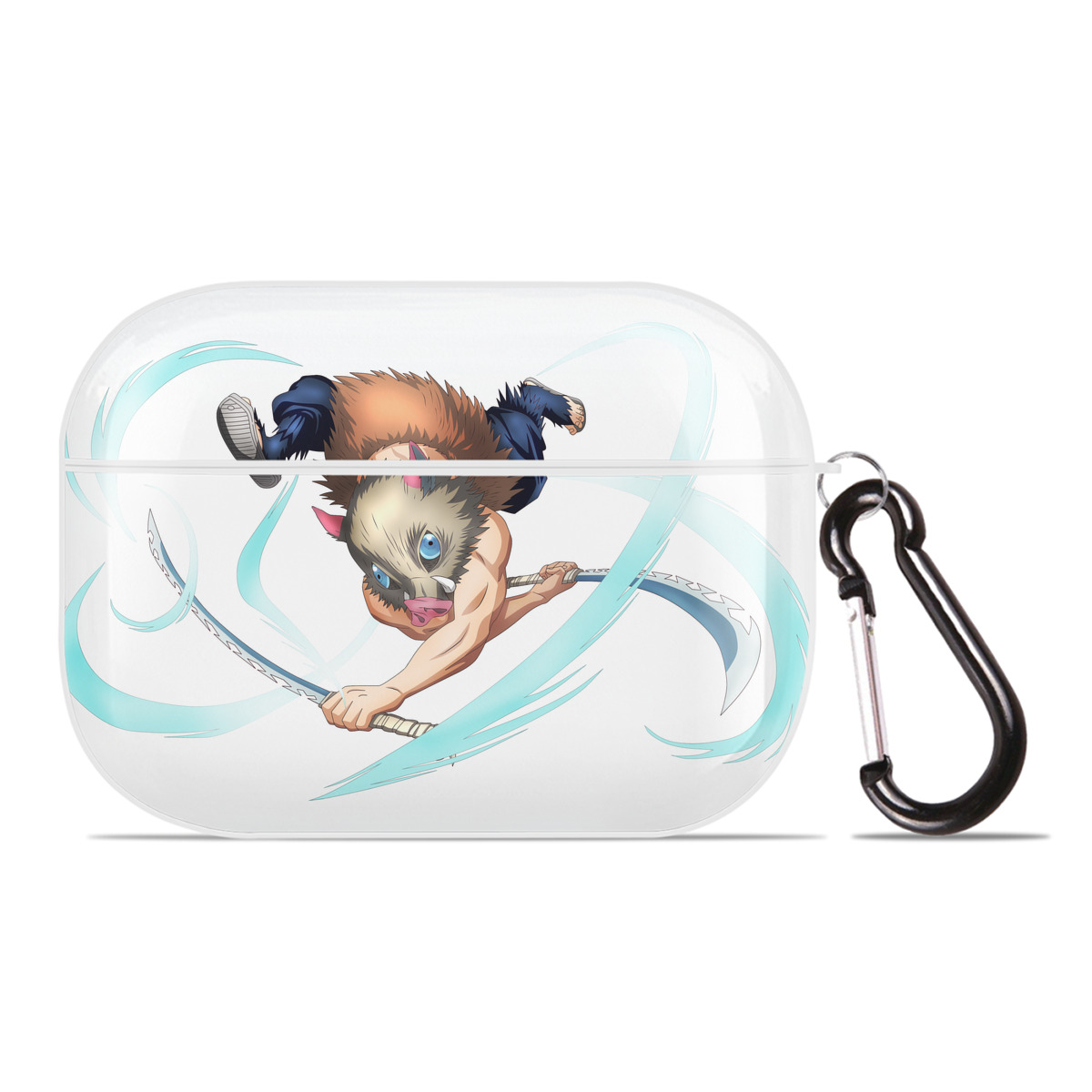 （画像用） 鬼滅の刃（きめつのやいば）嘴平 伊之助／はしびら いのすけ Hashibira Inosuke 【AirPods Pro用】ハードシェル保護ケース 耐衝撃・防指紋・カラビナ付き商品仕様