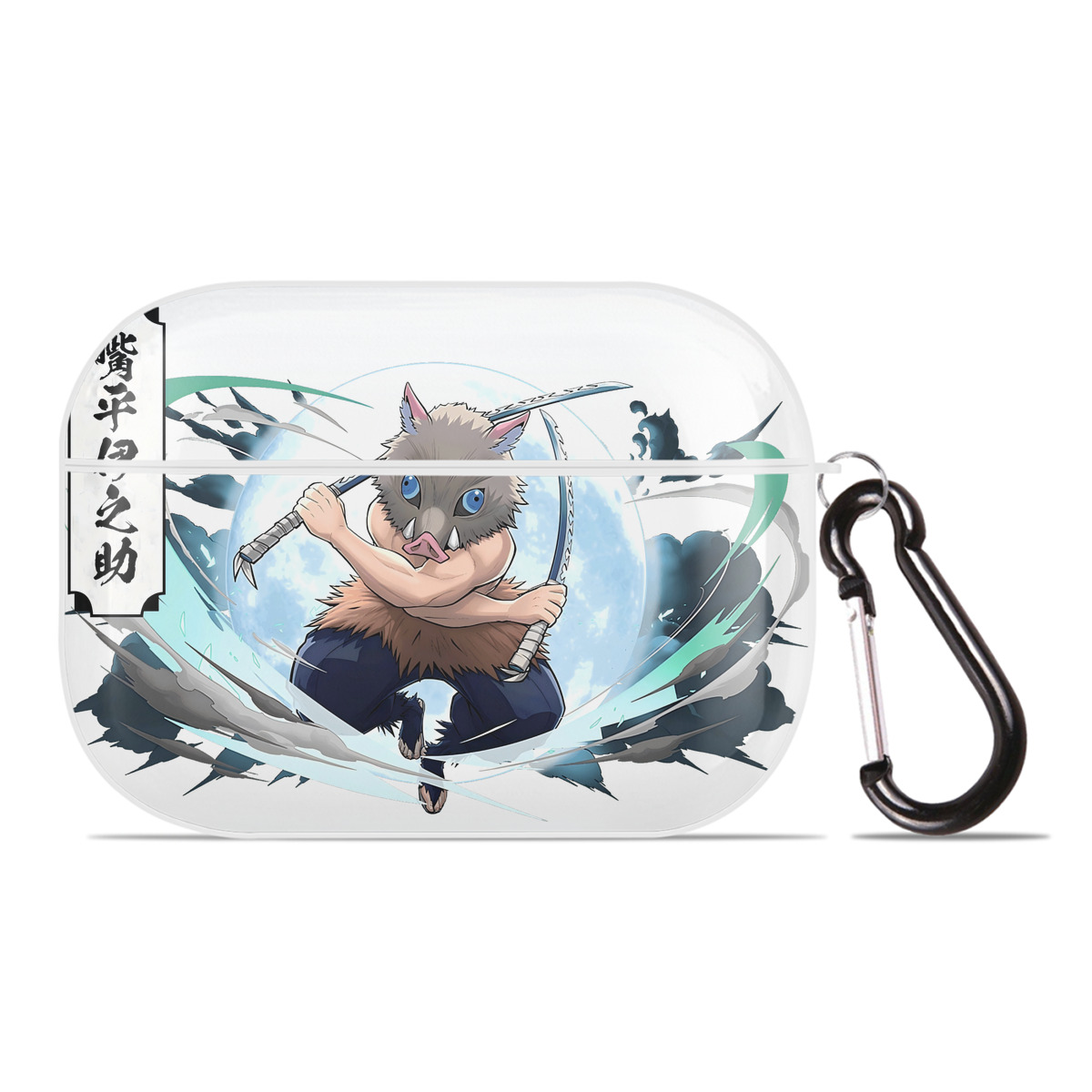 （画像用） 鬼滅の刃（きめつのやいば）嘴平 伊之助／はしびら いのすけ Hashibira Inosuke 【AirPods Pro用】ハードシェル保護ケース 耐衝撃・防指紋・カラビナ付き商品仕様
