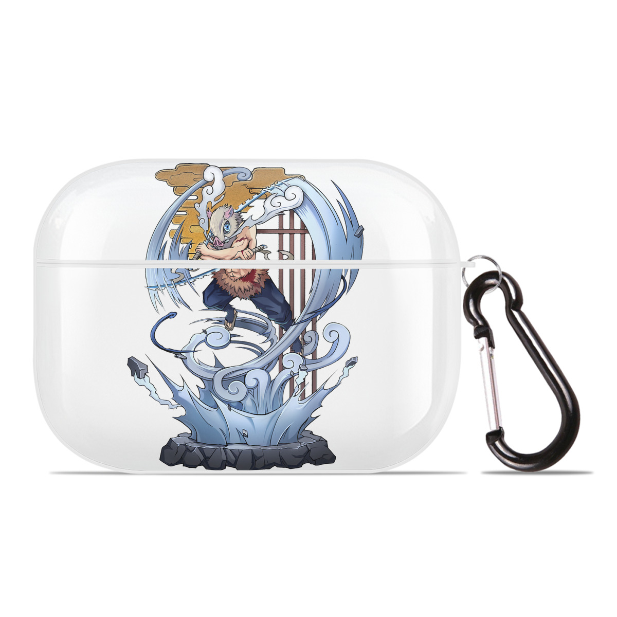 （画像用） 鬼滅の刃（きめつのやいば）嘴平 伊之助／はしびら いのすけ Hashibira Inosuke 【AirPods Pro用】ハードシェル保護ケース 耐衝撃・防指紋・カラビナ付き商品仕様