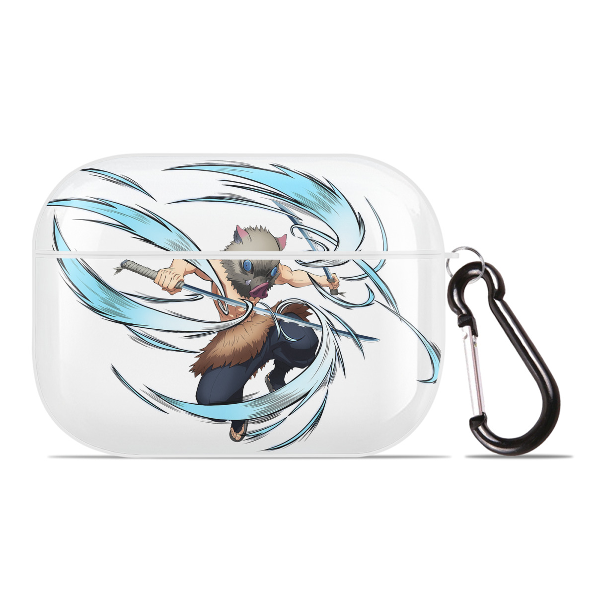 （画像用） 鬼滅の刃（きめつのやいば）嘴平 伊之助／はしびら いのすけ Hashibira Inosuke 【AirPods Pro用】ハードシェル保護ケース 耐衝撃・防指紋・カラビナ付き商品仕様