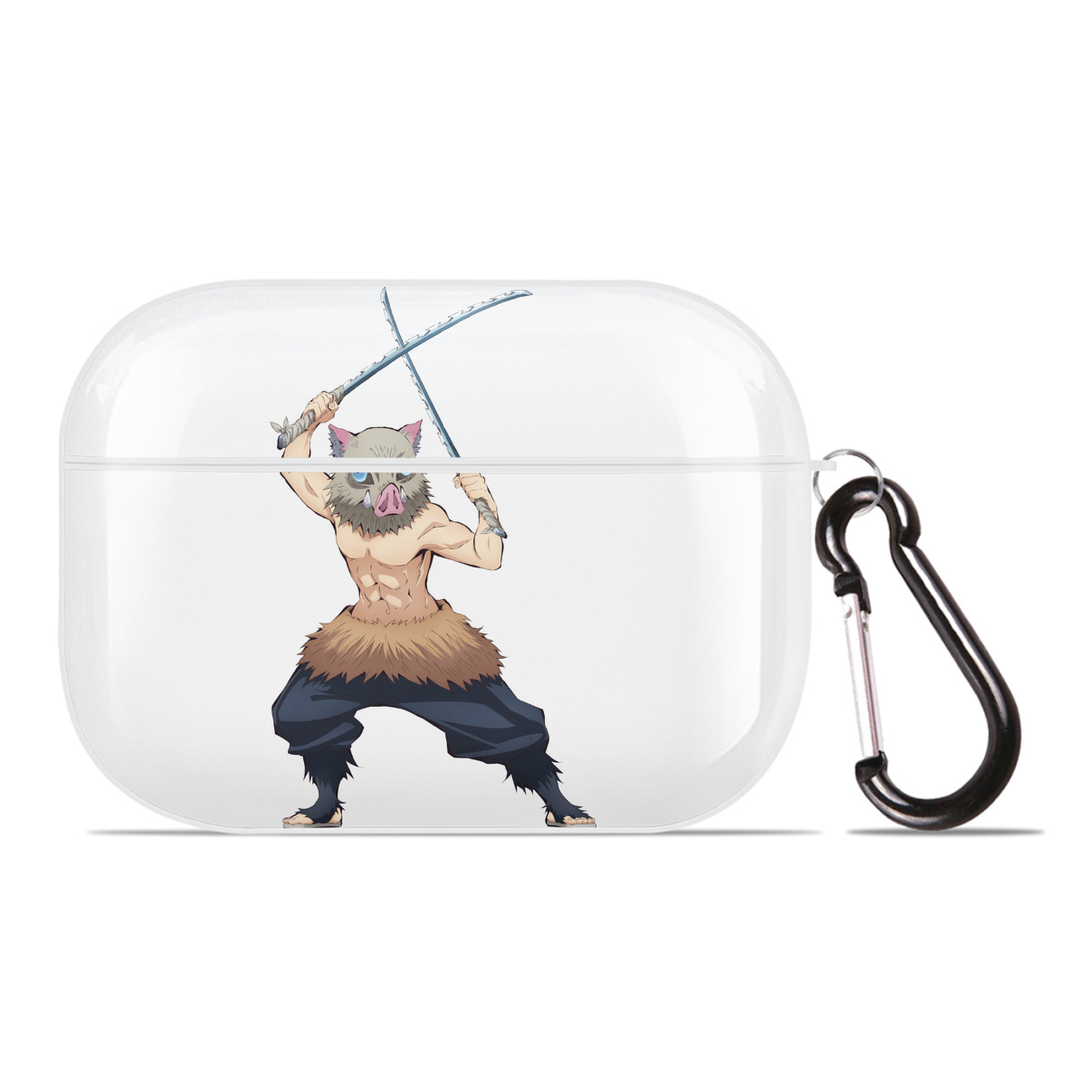 （画像用） 鬼滅の刃（きめつのやいば）嘴平 伊之助／はしびら いのすけ Hashibira Inosuke 【AirPods Pro用】ハードシェル保護ケース 耐衝撃・防指紋・カラビナ付き商品仕様