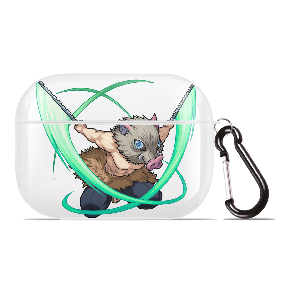 （画像用） 鬼滅の刃（きめつのやいば）嘴平 伊之助／はしびら いのすけ Hashibira Inosuke 【AirPods Pro用】ハードシェル保護ケース 耐衝撃・防指紋・カラビナ付き商品仕様