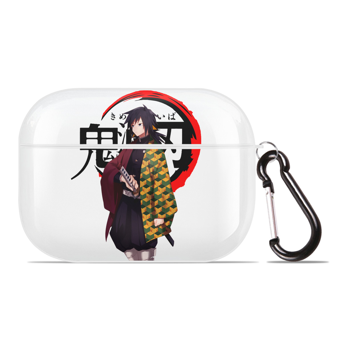（画像用） 鬼滅の刃（きめつのやいば）水柱-冨岡 義勇／とみおか ぎゆう Tomioka Giyuu 【AirPods Pro用】ハードシェル保護ケース 耐衝撃・防指紋・カラビナ付き商品仕様