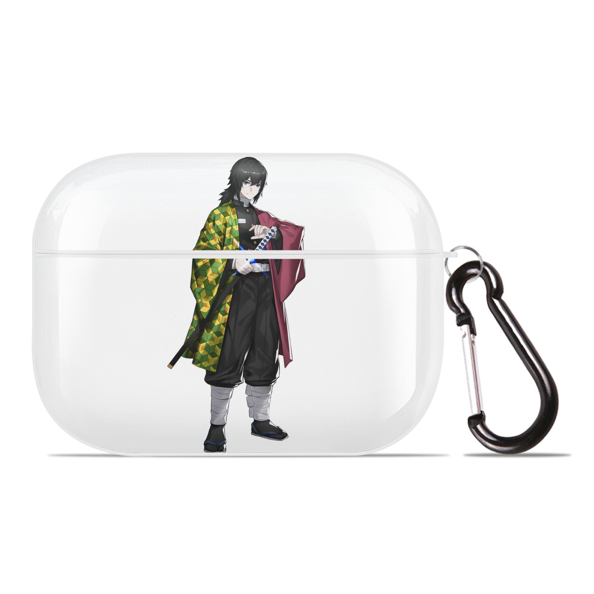 （画像用） 鬼滅の刃（きめつのやいば）水柱-冨岡 義勇／とみおか ぎゆう Tomioka Giyuu 【AirPods Pro用】ハードシェル保護ケース 耐衝撃・防指紋・カラビナ付き商品仕様