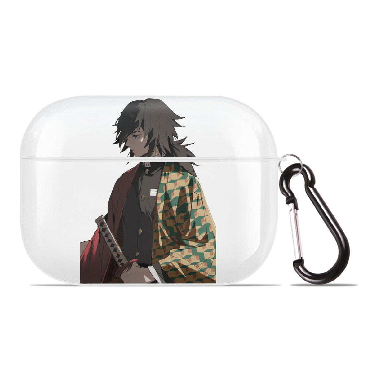 （画像用） 鬼滅の刃（きめつのやいば）水柱-冨岡 義勇／とみおか ぎゆう Tomioka Giyuu 【AirPods Pro用】ハードシェル保護ケース 耐衝撃・防指紋・カラビナ付き商品仕様