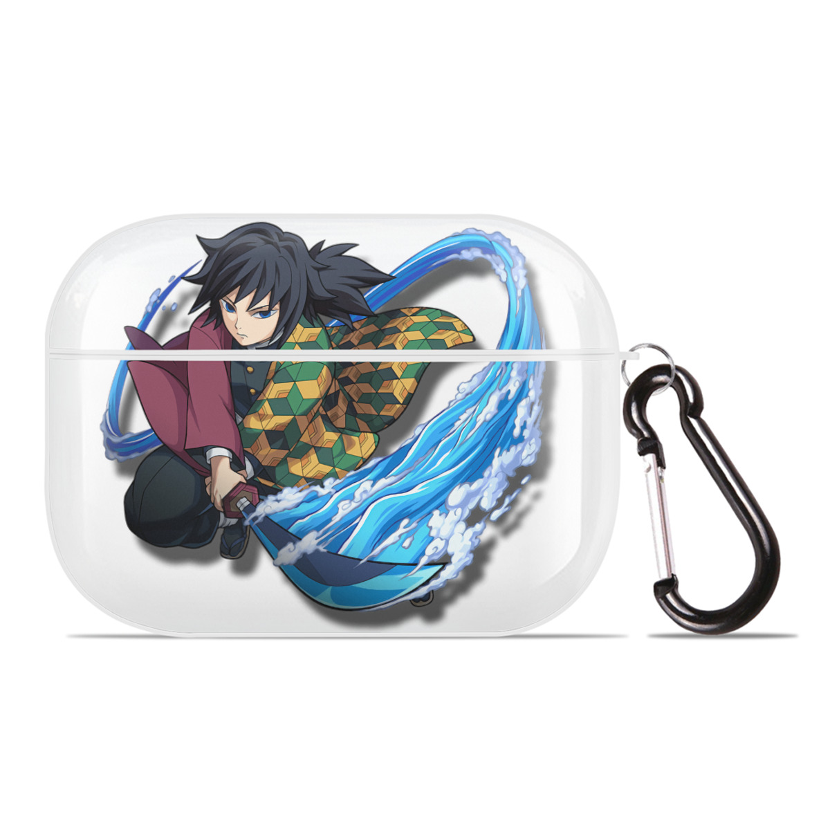 （画像用） 鬼滅の刃（きめつのやいば）水柱-冨岡 義勇／とみおか ぎゆう Tomioka Giyuu 【AirPods Pro用】ハードシェル保護ケース 耐衝撃・防指紋・カラビナ付き商品仕様