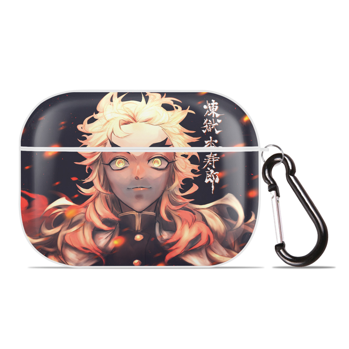 （画像用） 炎柱-煉󠄁獄 杏寿郎／れんごく きょうじゅろう Rengoku Kyoujurou 【AirPods Pro用】ハードシェル保護ケース 耐衝撃・防指紋・カラビナ付き商品仕様