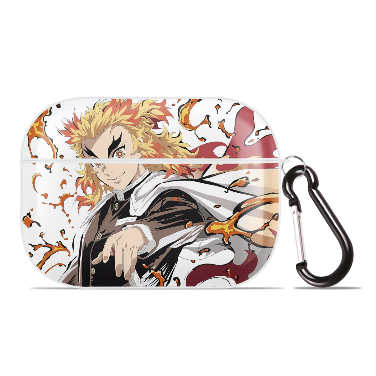 （画像用） 炎柱-煉󠄁獄 杏寿郎／れんごく きょうじゅろう Rengoku Kyoujurou 【AirPods Pro用】ハードシェル保護ケース 耐衝撃・防指紋・カラビナ付き商品仕様