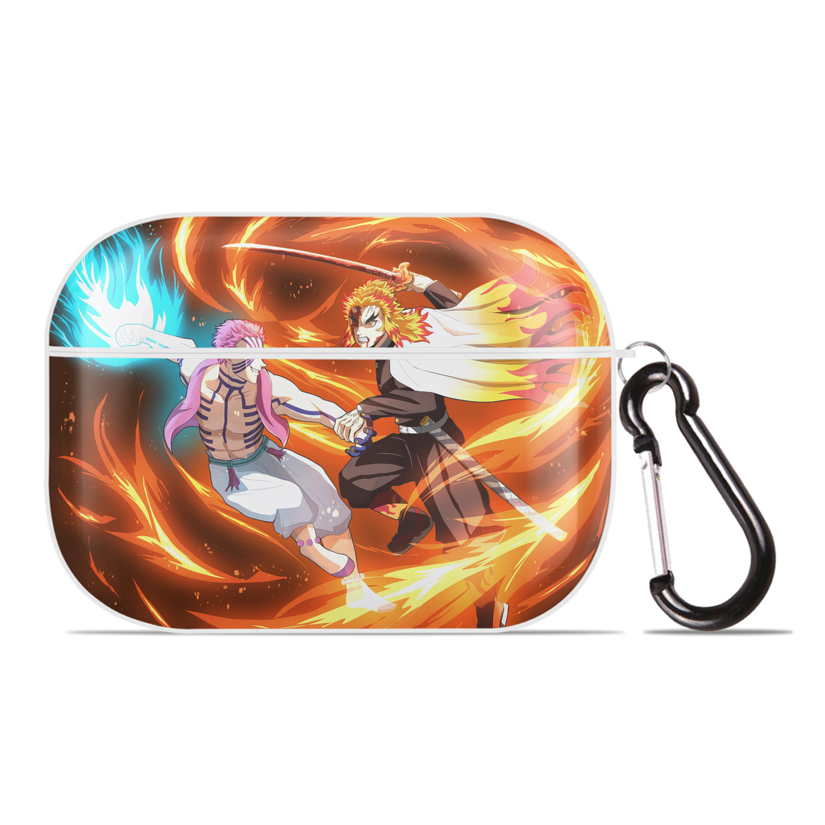 （画像用） 炎柱-煉󠄁獄 杏寿郎／れんごく きょうじゅろう Rengoku Kyoujurou 【AirPods Pro用】ハードシェル保護ケース 耐衝撃・防指紋・カラビナ付き商品仕様