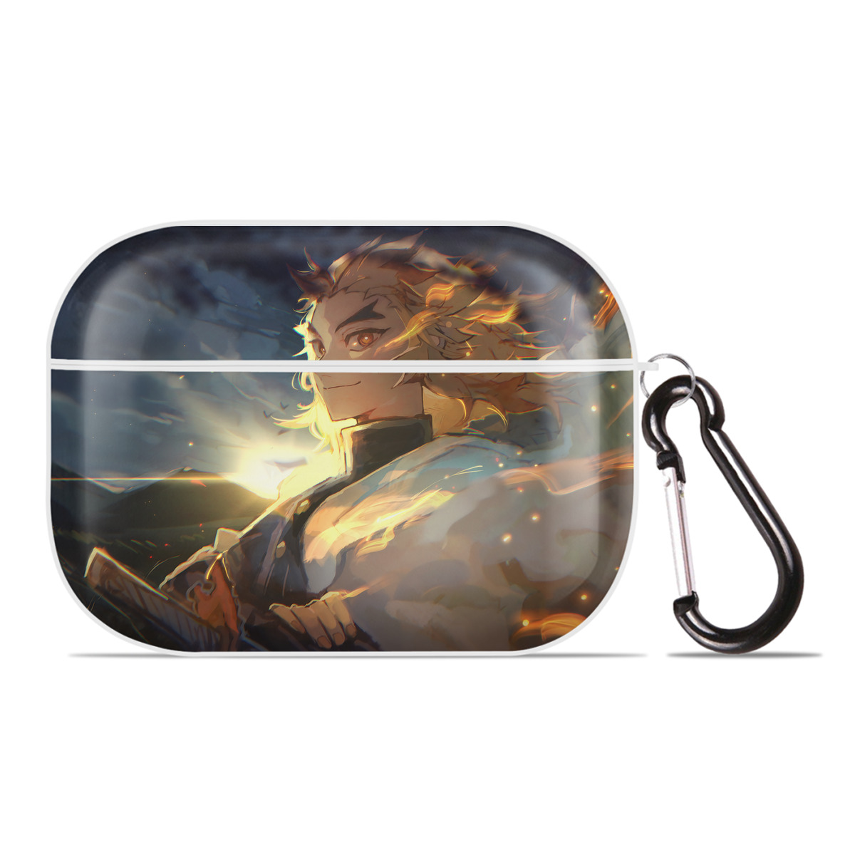 （画像用） 炎柱-煉󠄁獄 杏寿郎／れんごく きょうじゅろう Rengoku Kyoujurou 【AirPods Pro用】ハードシェル保護ケース 耐衝撃・防指紋・カラビナ付き商品仕様