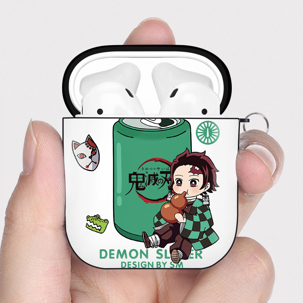 （画像用） 鬼滅の刃 竈門 炭治郎／かまど たんじろう Kamado Tanjirou AirPods 第2世代保護ケース ハードシェル ブラック 耐衝撃・防指紋・カラビナ付き