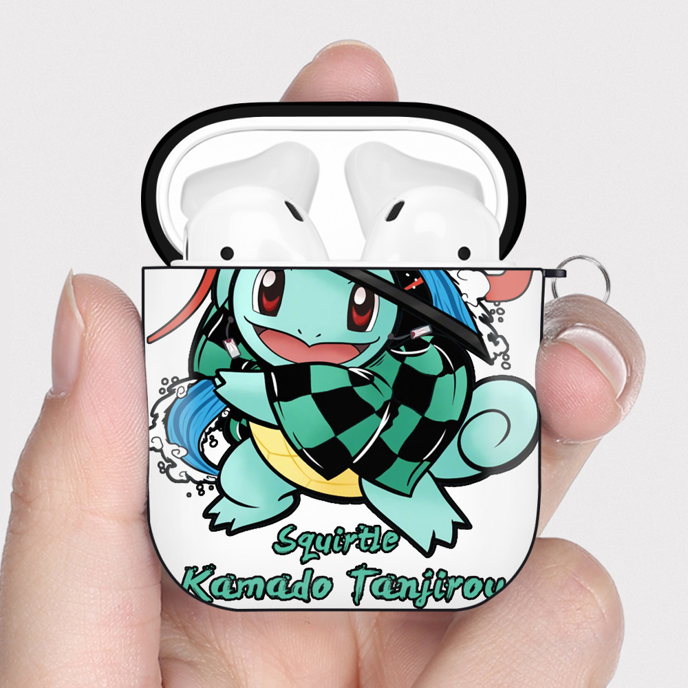 （画像用） 鬼滅の刃 竈門 炭治郎／かまど たんじろう Kamado Tanjirou AirPods 第2世代保護ケース ハードシェル ブラック 耐衝撃・防指紋・カラビナ付き