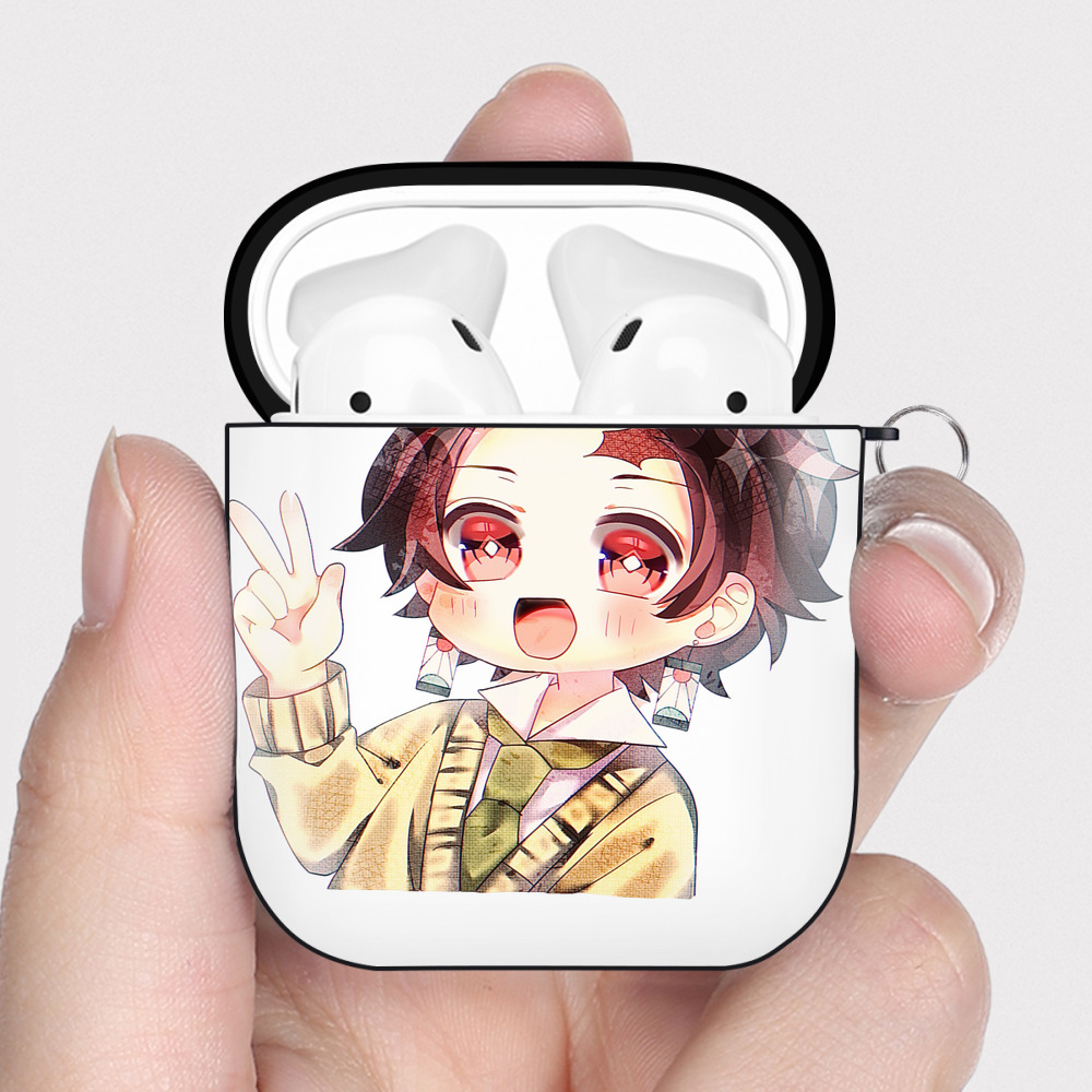 （画像用） 鬼滅の刃 竈門 炭治郎／かまど たんじろう Kamado Tanjirou AirPods 第2世代保護ケース ハードシェル ブラック 耐衝撃・防指紋・カラビナ付き