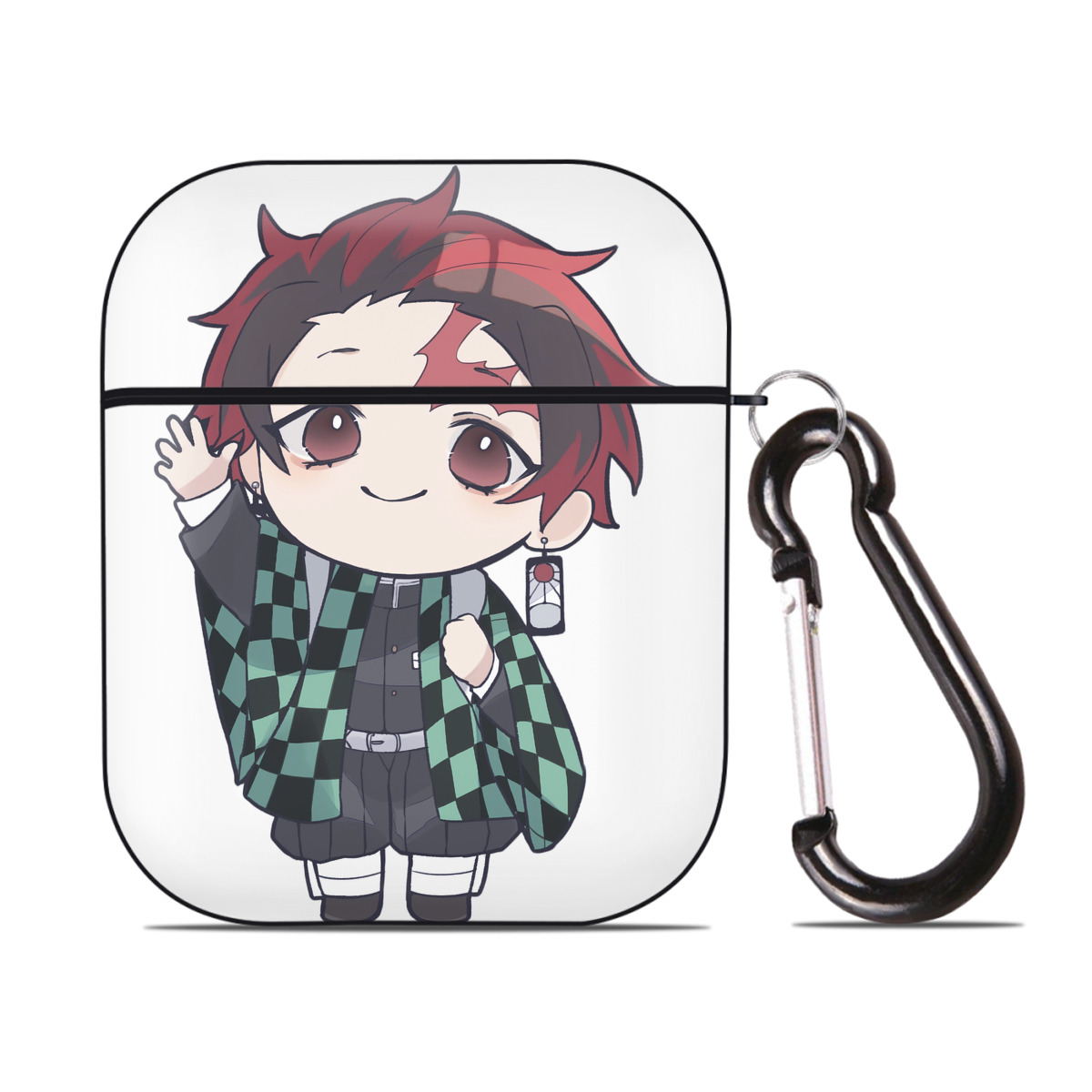 （画像用） 鬼滅の刃 竈門 炭治郎／かまど たんじろう Kamado Tanjirou AirPods 第2世代保護ケース ハードシェル ブラック 耐衝撃・防指紋・カラビナ付き