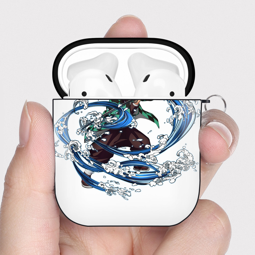 （画像用） 鬼滅の刃 竈門 炭治郎／かまど たんじろう Kamado Tanjirou AirPods 第2世代保護ケース ハードシェル ブラック 耐衝撃・防指紋・カラビナ付き