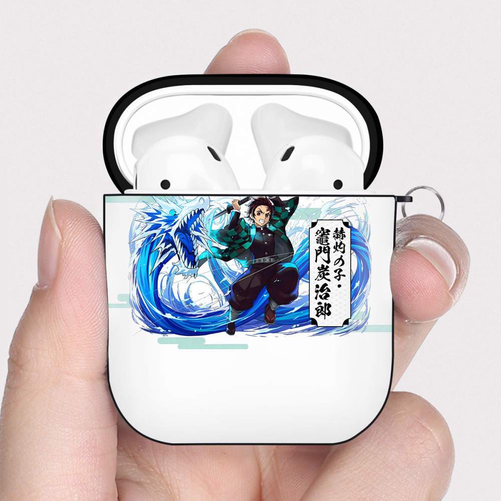 （画像用） 鬼滅の刃 竈門 炭治郎／かまど たんじろう Kamado Tanjirou AirPods 第2世代保護ケース ハードシェル ブラック 耐衝撃・防指紋・カラビナ付き