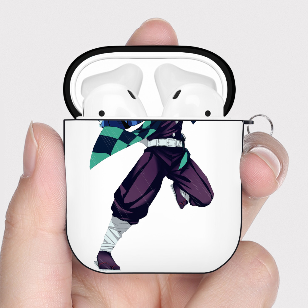 （画像用） 鬼滅の刃 竈門 炭治郎／かまど たんじろう Kamado Tanjirou AirPods 第2世代保護ケース ハードシェル ブラック 耐衝撃・防指紋・カラビナ付き