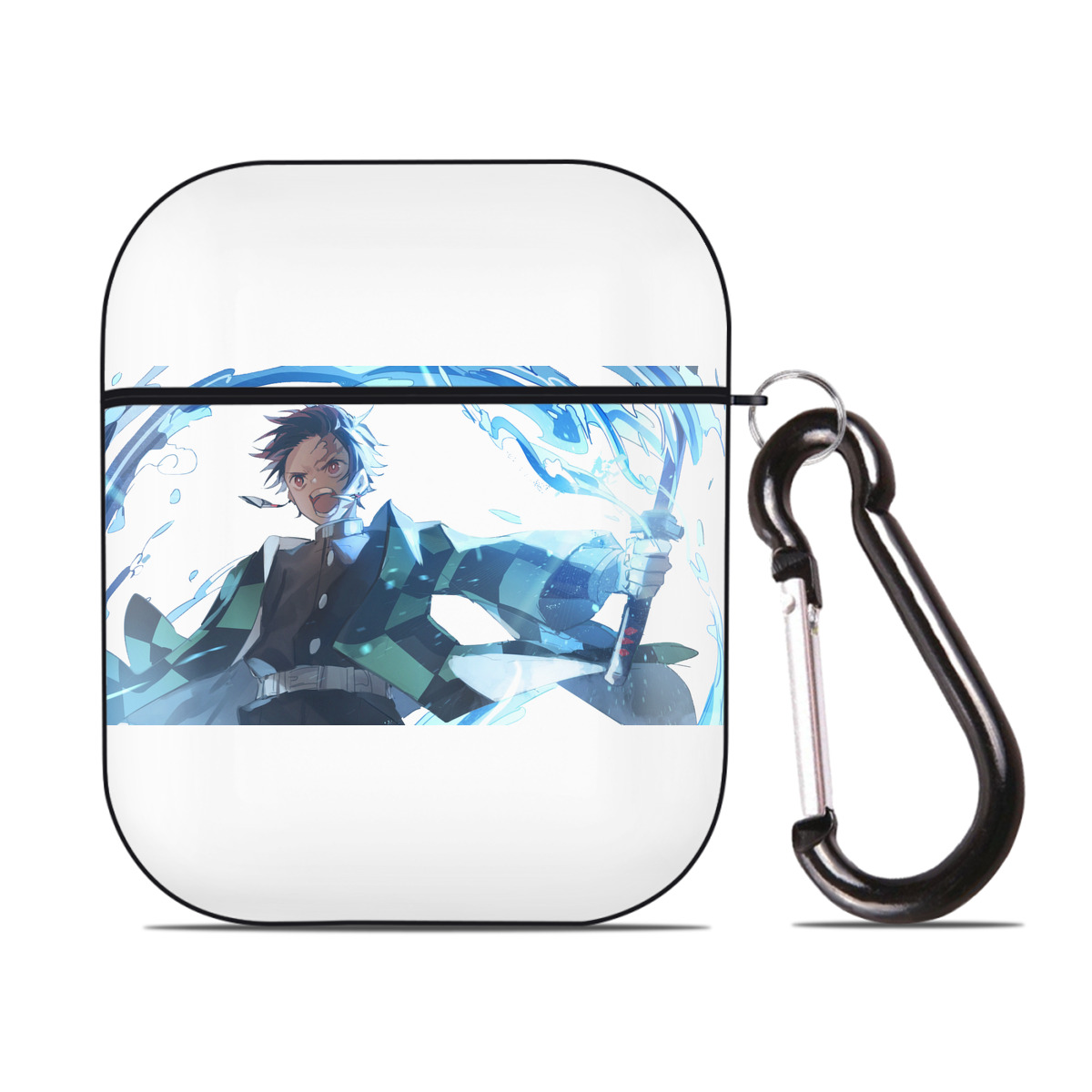 （画像用） 鬼滅の刃 竈門 炭治郎／かまど たんじろう Kamado Tanjirou AirPods 第2世代保護ケース ハードシェル ブラック 耐衝撃・防指紋・カラビナ付き