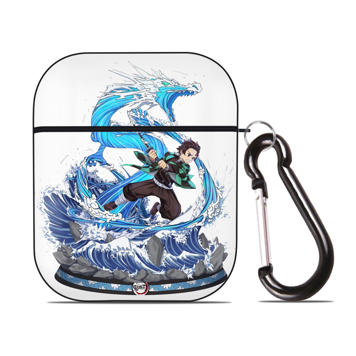 （画像用） 鬼滅の刃 竈門 炭治郎／かまど たんじろう Kamado Tanjirou AirPods 第2世代保護ケース ハードシェル ブラック 耐衝撃・防指紋・カラビナ付き
