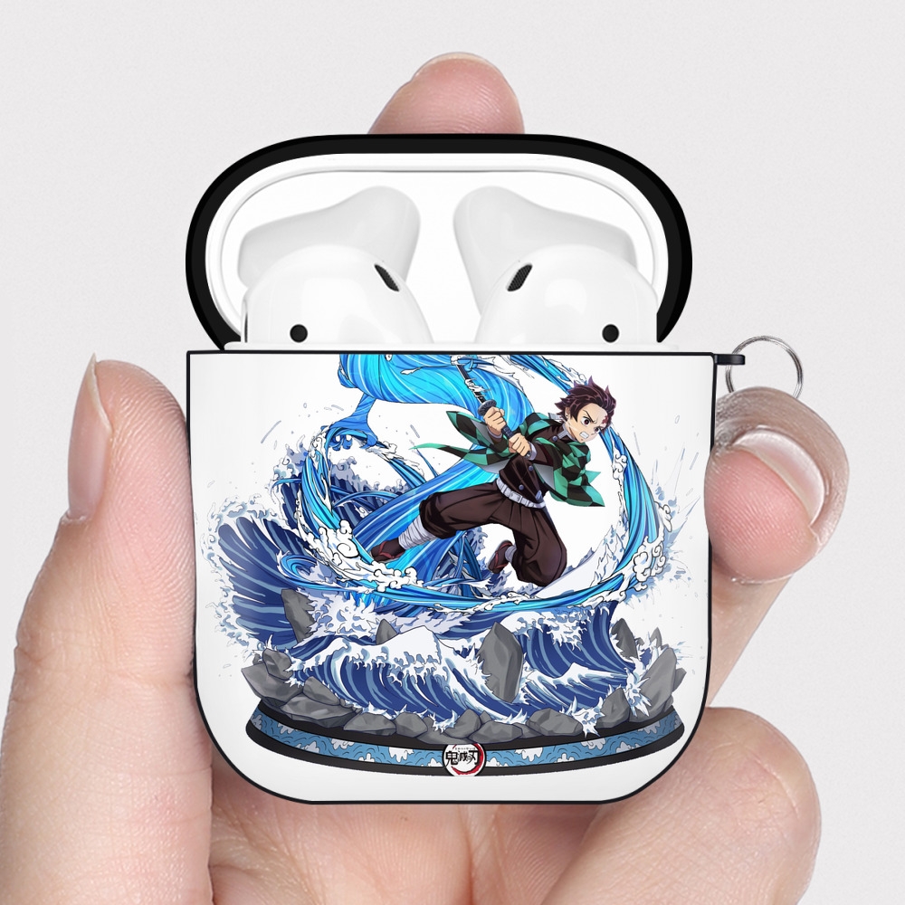 （画像用） 鬼滅の刃 竈門 炭治郎／かまど たんじろう Kamado Tanjirou AirPods 第2世代保護ケース ハードシェル ブラック 耐衝撃・防指紋・カラビナ付き