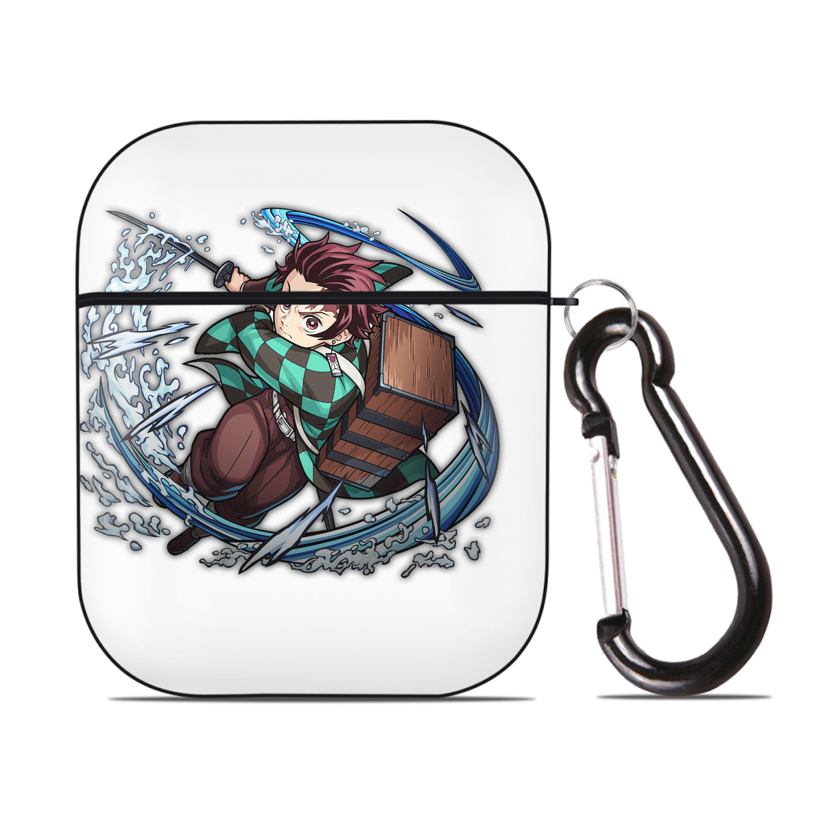 （画像用） 鬼滅の刃 竈門 炭治郎／かまど たんじろう Kamado Tanjirou AirPods 第2世代保護ケース ハードシェル ブラック 耐衝撃・防指紋・カラビナ付き