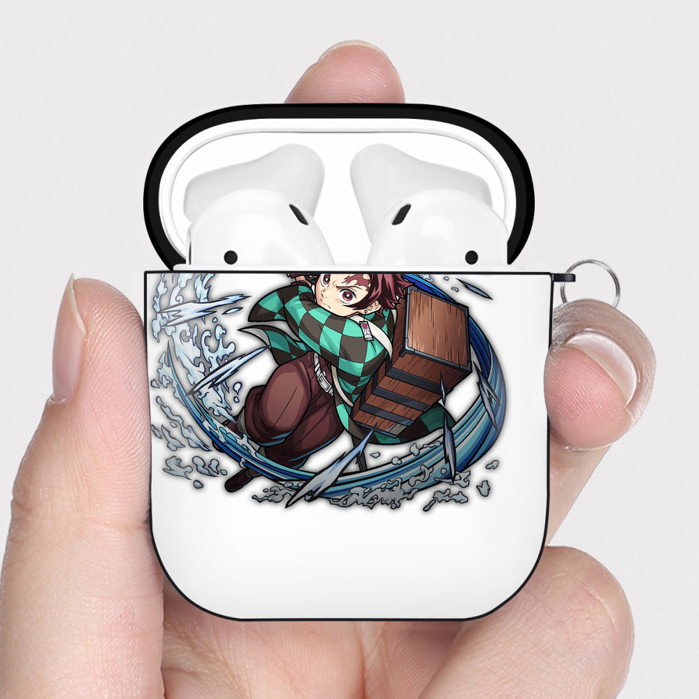 （画像用） 鬼滅の刃 竈門 炭治郎／かまど たんじろう Kamado Tanjirou AirPods 第2世代保護ケース ハードシェル ブラック 耐衝撃・防指紋・カラビナ付き