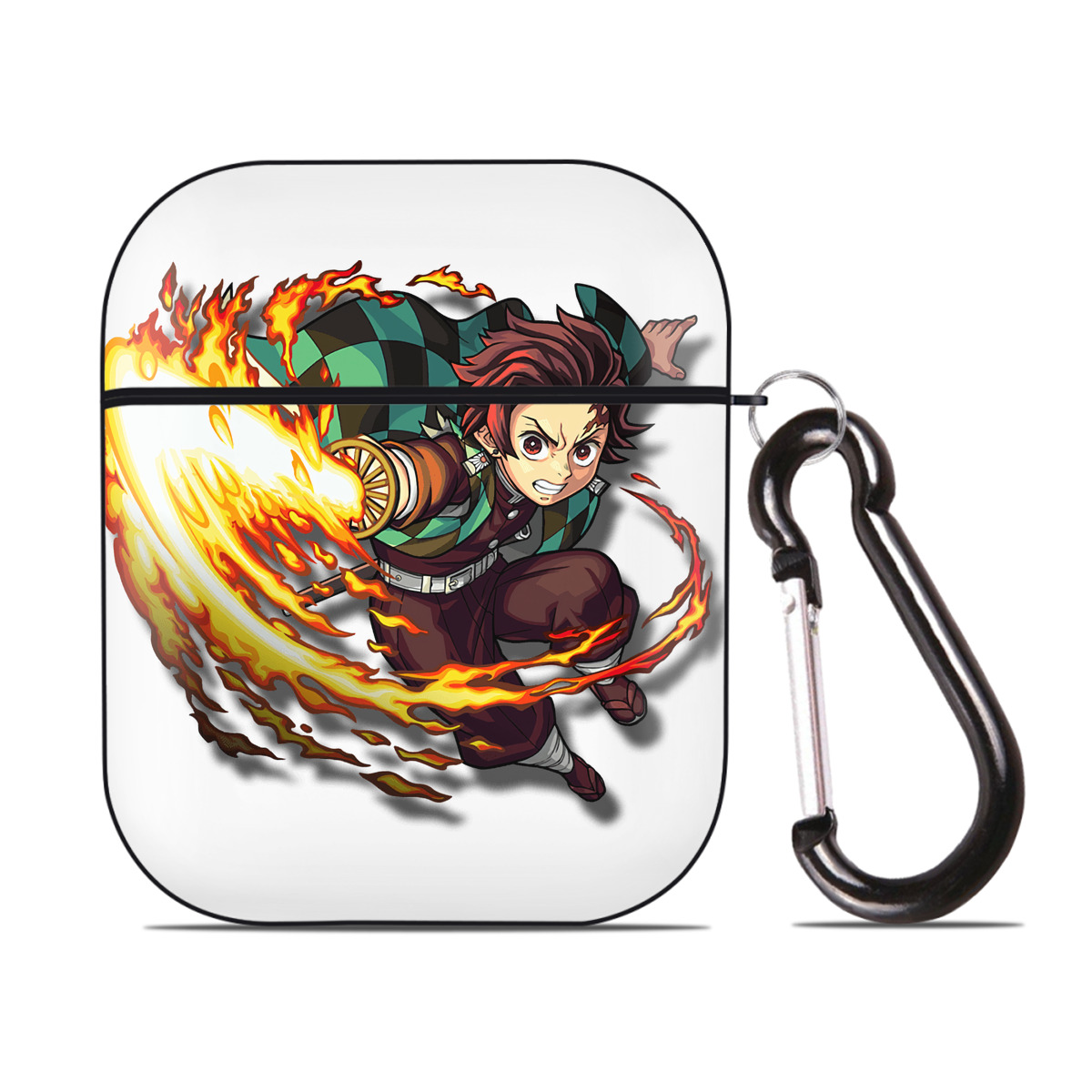 （画像用） 鬼滅の刃 竈門 炭治郎／かまど たんじろう Kamado Tanjirou AirPods 第2世代保護ケース ハードシェル ブラック 耐衝撃・防指紋・カラビナ付き