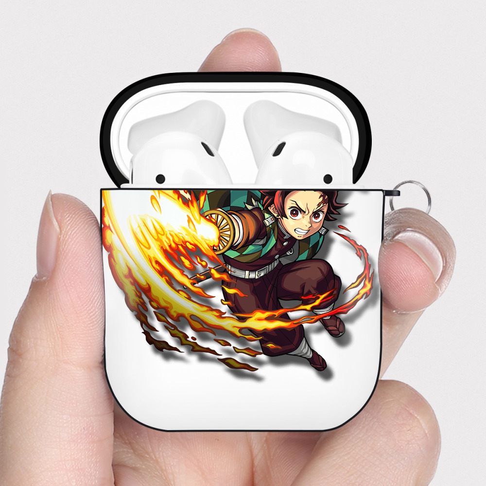 （画像用） 鬼滅の刃 竈門 炭治郎／かまど たんじろう Kamado Tanjirou AirPods 第2世代保護ケース ハードシェル ブラック 耐衝撃・防指紋・カラビナ付き