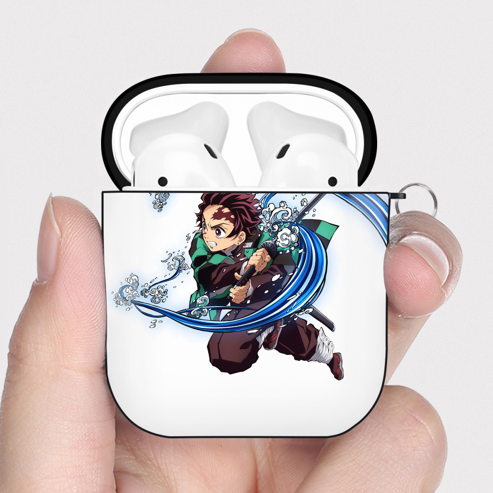 （画像用） 鬼滅の刃 竈門 炭治郎／かまど たんじろう Kamado Tanjirou AirPods 第2世代保護ケース ハードシェル ブラック 耐衝撃・防指紋・カラビナ付き