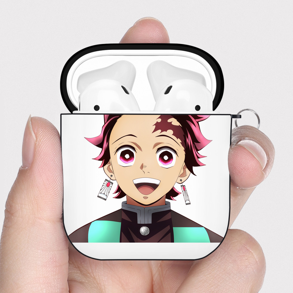 （画像用） 鬼滅の刃 竈門 炭治郎／かまど たんじろう Kamado Tanjirou AirPods 第2世代保護ケース ハードシェル ブラック 耐衝撃・防指紋・カラビナ付き