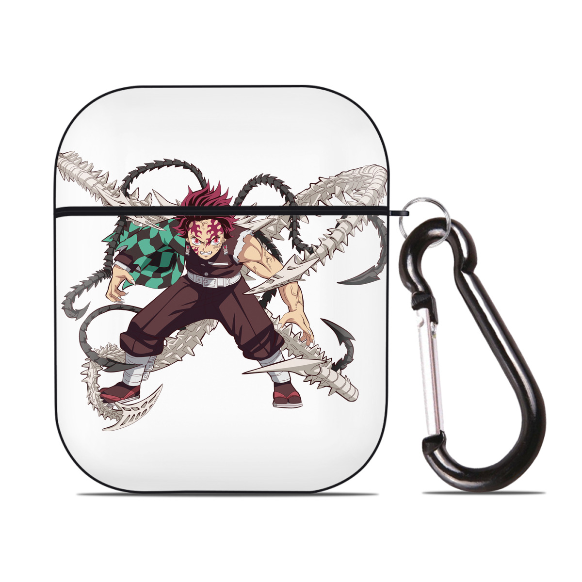 （画像用） 鬼滅の刃 竈門 炭治郎／かまど たんじろう Kamado Tanjirou AirPods 第2世代保護ケース ハードシェル ブラック 耐衝撃・防指紋・カラビナ付き