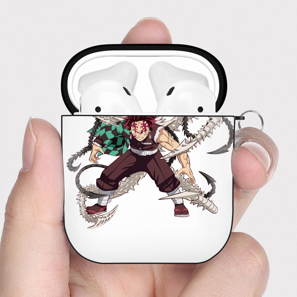 （画像用） 鬼滅の刃 竈門 炭治郎／かまど たんじろう Kamado Tanjirou AirPods 第2世代保護ケース ハードシェル ブラック 耐衝撃・防指紋・カラビナ付き