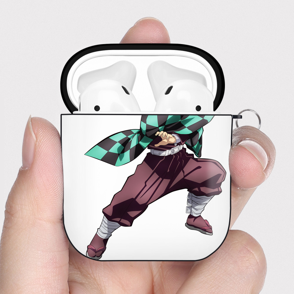 （画像用） 鬼滅の刃 竈門 炭治郎／かまど たんじろう Kamado Tanjirou AirPods 第2世代保護ケース ハードシェル ブラック 耐衝撃・防指紋・カラビナ付き