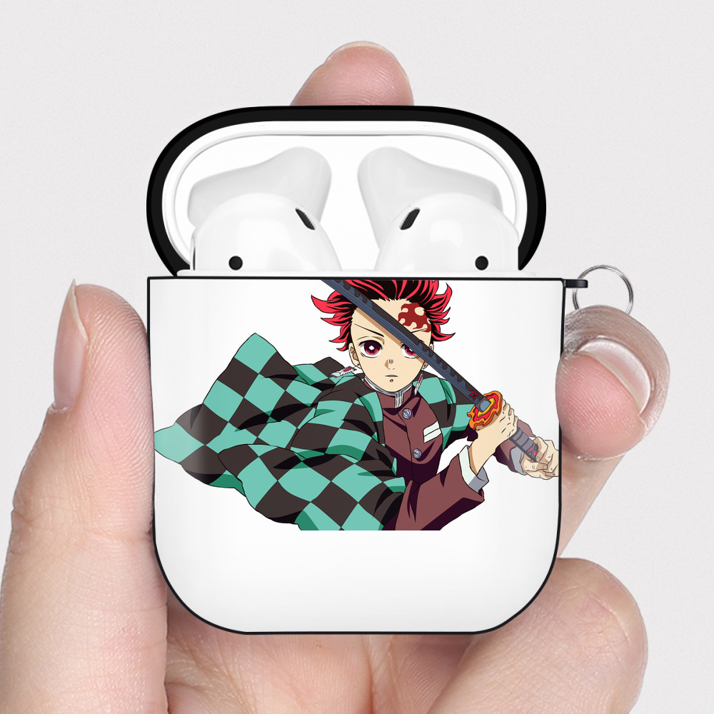 （画像用） 鬼滅の刃 竈門 炭治郎／かまど たんじろう Kamado Tanjirou AirPods 第2世代保護ケース ハードシェル ブラック 耐衝撃・防指紋・カラビナ付き