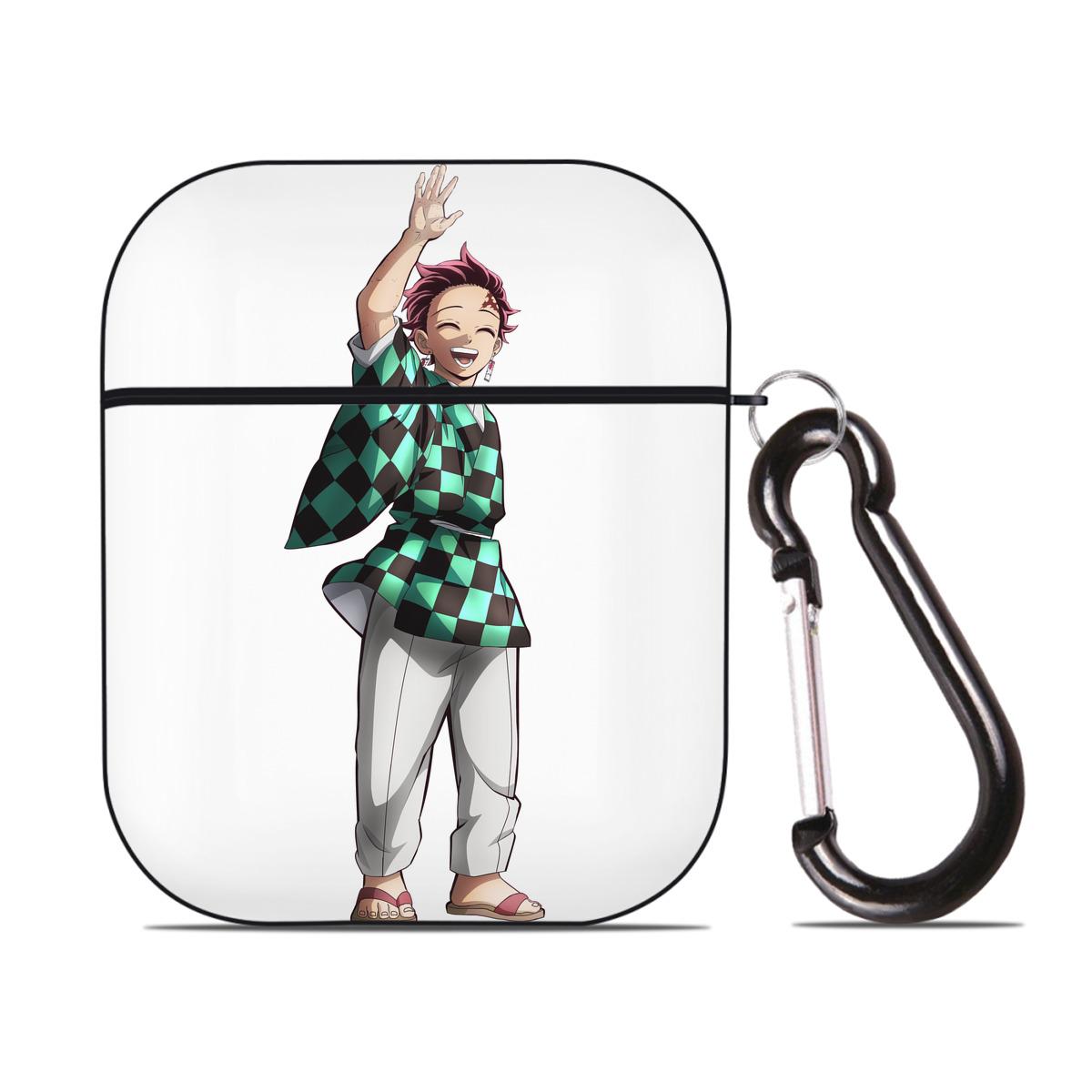 （画像用） 鬼滅の刃 竈門 炭治郎／かまど たんじろう Kamado Tanjirou AirPods 第2世代保護ケース ハードシェル ブラック 耐衝撃・防指紋・カラビナ付き