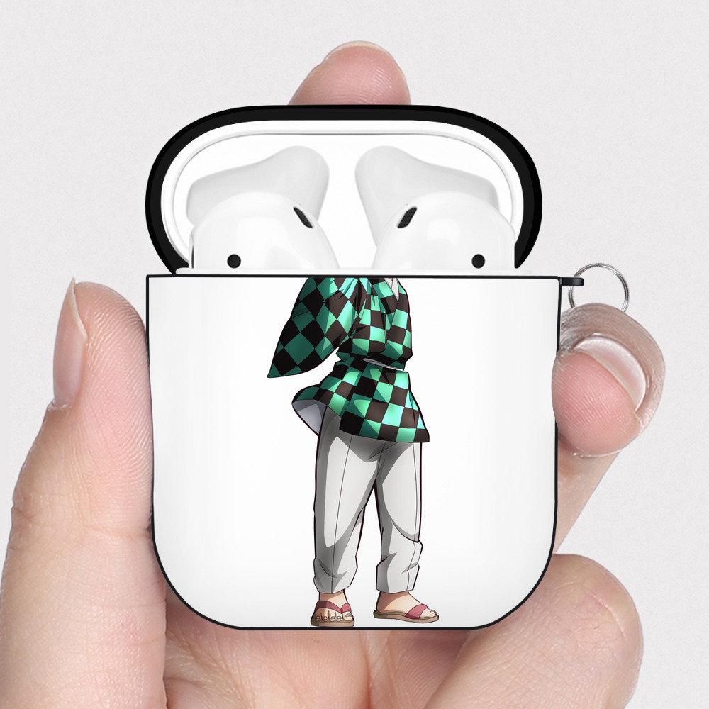 （画像用） 鬼滅の刃 竈門 炭治郎／かまど たんじろう Kamado Tanjirou AirPods 第2世代保護ケース ハードシェル ブラック 耐衝撃・防指紋・カラビナ付き
