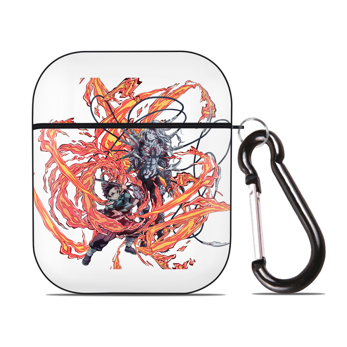 （画像用） 鬼滅の刃 竈門 炭治郎／かまど たんじろう Kamado Tanjirou AirPods 第2世代保護ケース ハードシェル ブラック 耐衝撃・防指紋・カラビナ付き