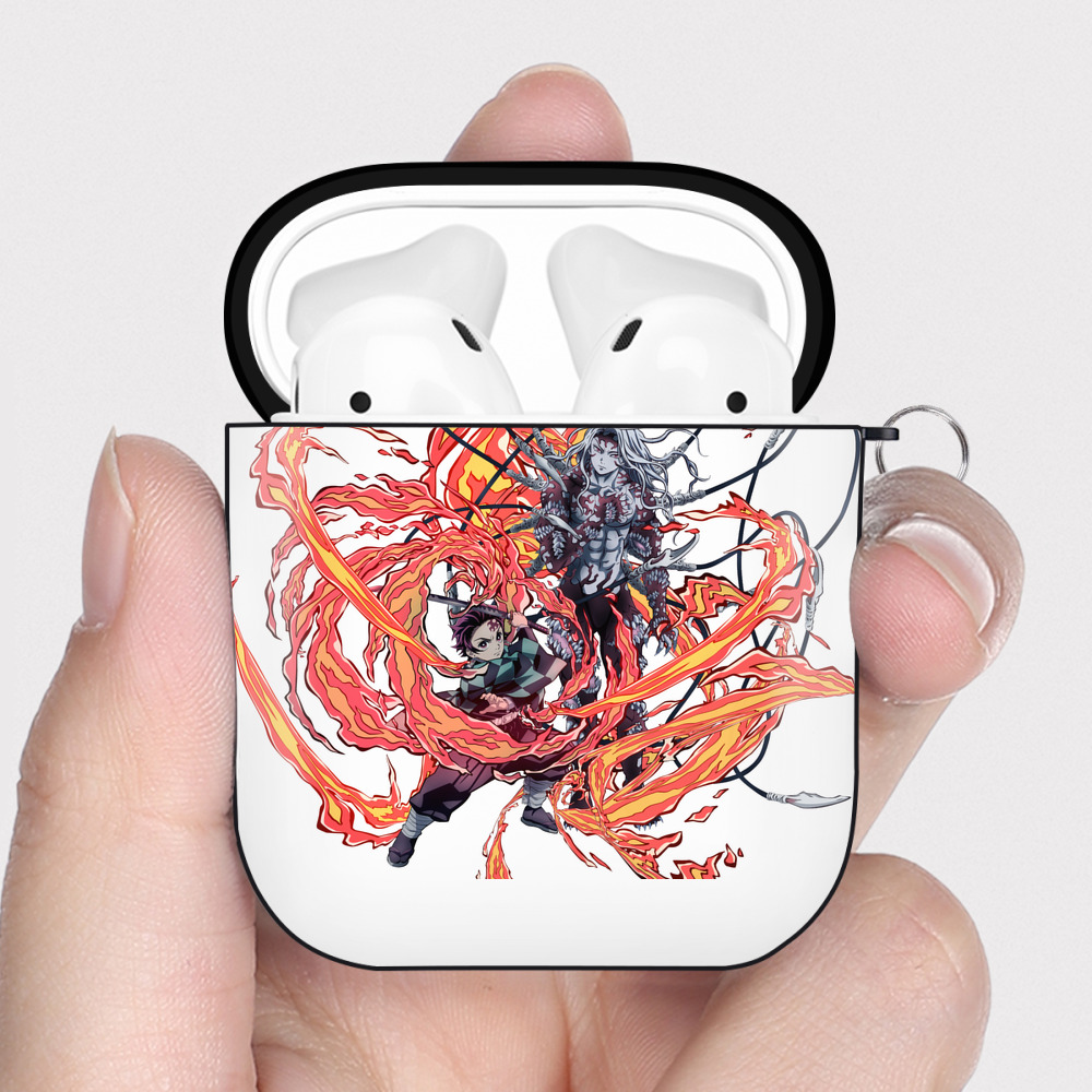 （画像用） 鬼滅の刃 竈門 炭治郎／かまど たんじろう Kamado Tanjirou AirPods 第2世代保護ケース ハードシェル ブラック 耐衝撃・防指紋・カラビナ付き