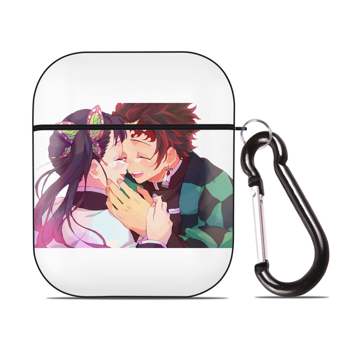 （画像用） 鬼滅の刃 竈門 炭治郎／かまど たんじろう Kamado Tanjirou AirPods 第2世代保護ケース ハードシェル ブラック 耐衝撃・防指紋・カラビナ付き