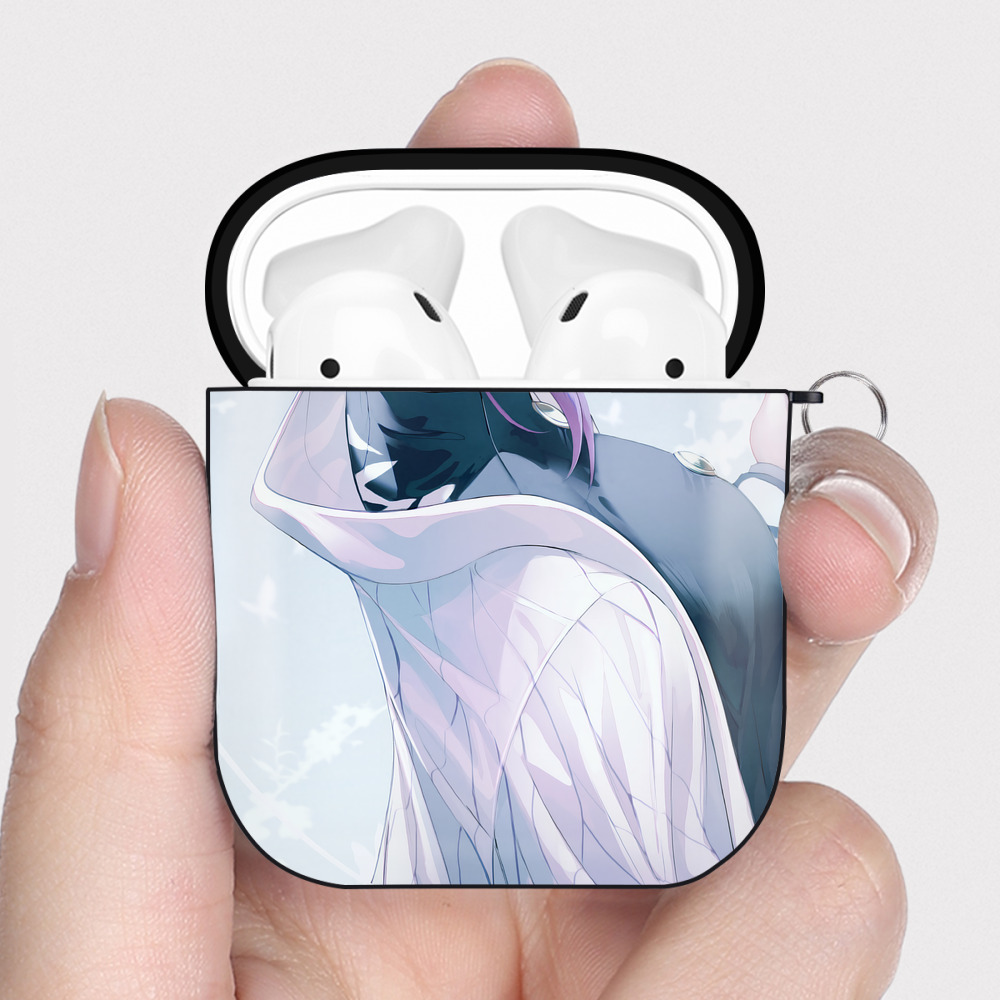 （画像用） 鬼滅の刃（きめつのやいば）蟲柱-胡蝶 しのぶ／こちょう しのぶ Kochou Shinobu AirPods 第2世代保護ケース ハードシェル ブラック 耐衝撃・防指紋・カラビナ付き