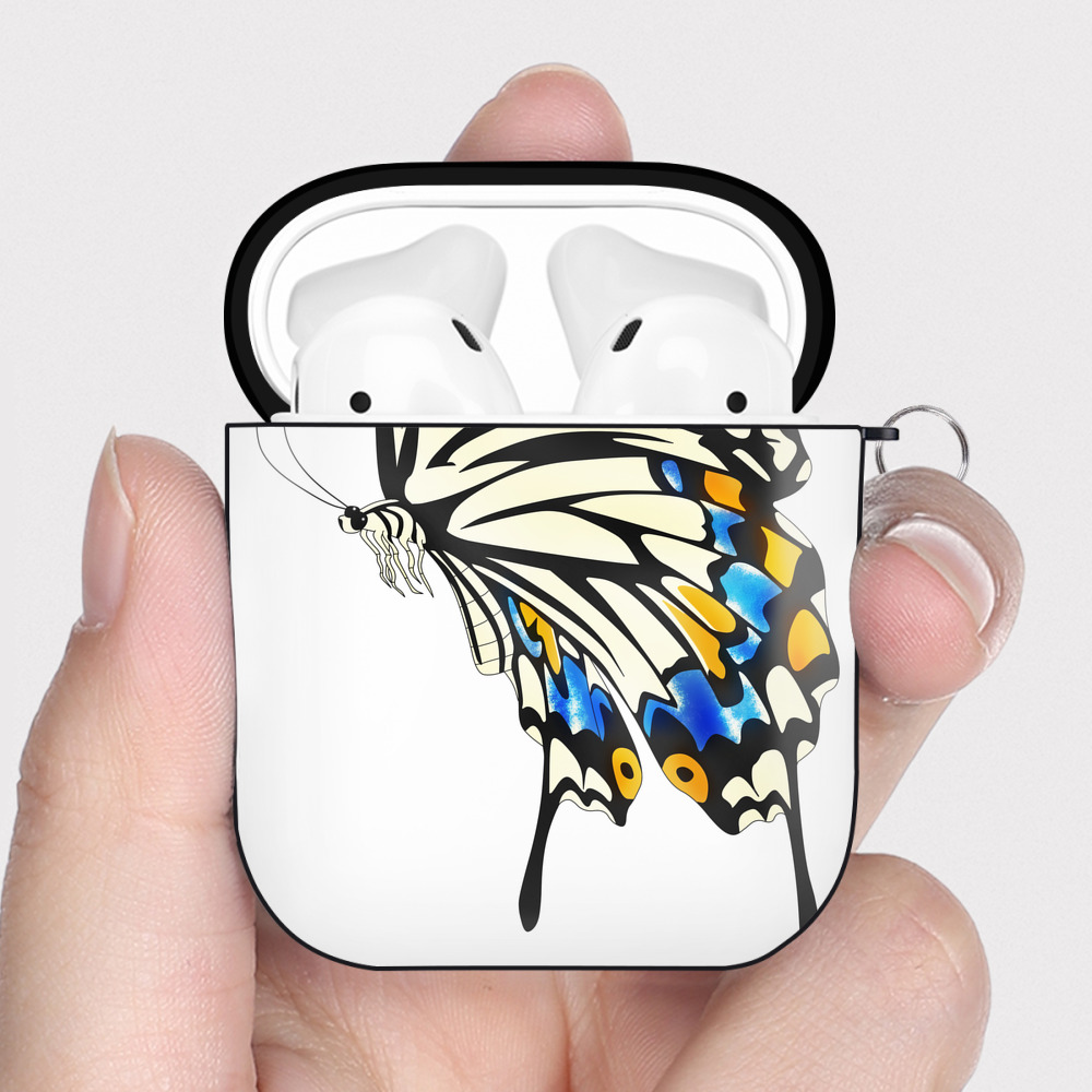（画像用） 鬼滅の刃（きめつのやいば）蟲柱-胡蝶 しのぶ／こちょう しのぶ Kochou Shinobu AirPods 第2世代保護ケース ハードシェル ブラック 耐衝撃・防指紋・カラビナ付き