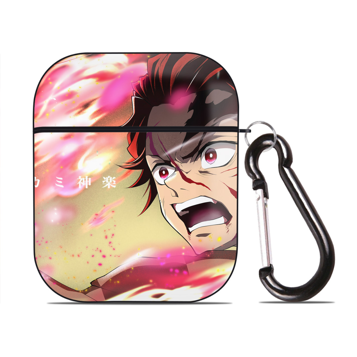 （画像用） 鬼滅の刃（きめつのやいば）竈門 炭治郎／かまど たんじろう Kamado Tanjirou AirPods 第2世代保護ケース ハードシェル ブラック 耐衝撃・防指紋・カラビナ付き
