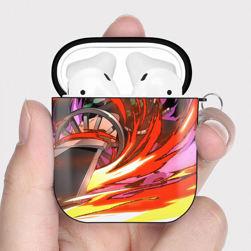 （画像用） 鬼滅の刃（きめつのやいば）竈門 炭治郎／かまど たんじろう Kamado Tanjirou AirPods 第2世代保護ケース ハードシェル ブラック 耐衝撃・防指紋・カラビナ付き